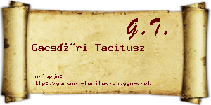 Gacsári Tacitusz névjegykártya
